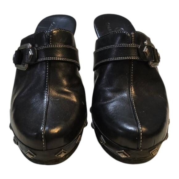 Cole Haan Black Leather Stud Slip On Wedge Clogs Mules Women's SIZE 7.5 B‎ - Picture 5 of 13